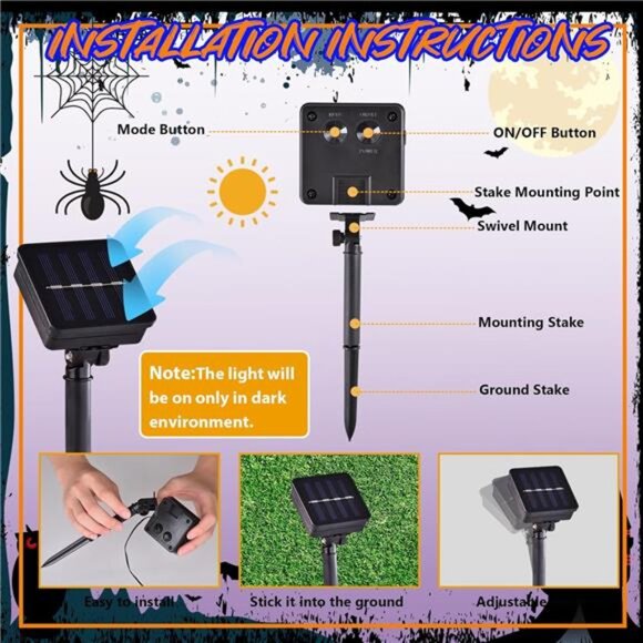 Halloween Lighted Garden Flag Led Solar Yard Flag 8 Modes Witch Feet Outdoor - Picture 6 of 7